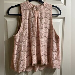Love Fire light pink Lace Overlay Top